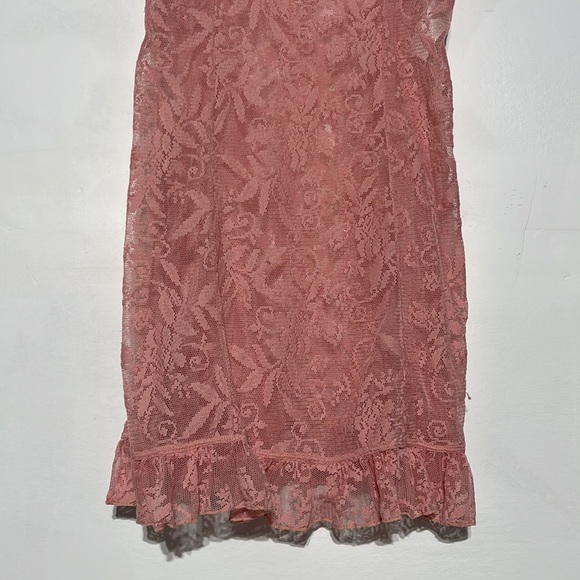 Boutique Pink Lace Mesh Slip Dress Size M - Picture 3 of 7